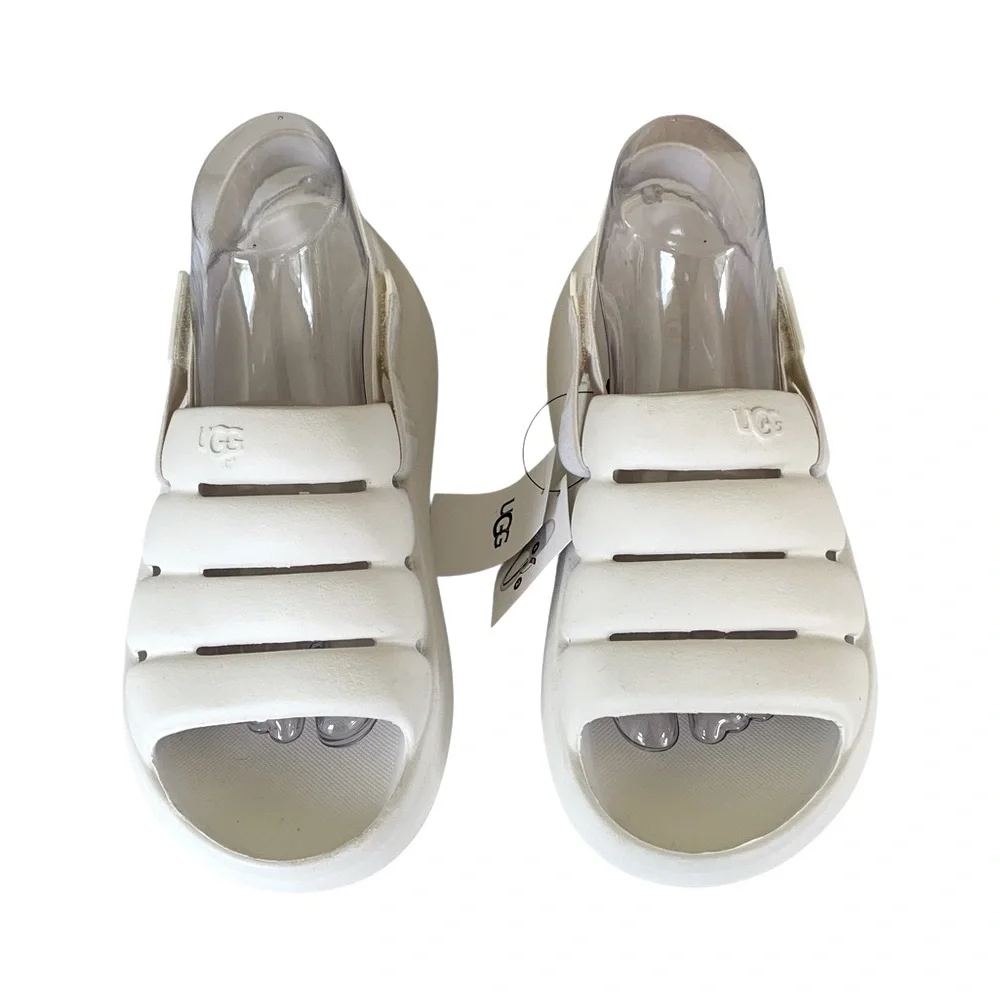 UGG White Sport Yeah Sandals M’s 6 Or W’s 7.5 (Beach Resort Spa Summer Unisex)